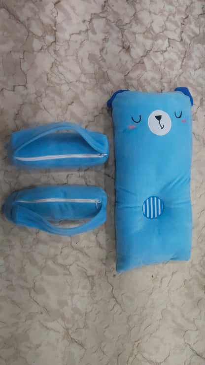 Baby Sleeping Support Pillow with Side Rollers | Newborn Safety Pillow Set | Soft Cotton Neck Support Cushion for Infants 0–12 Months | Anti-Flat Head Sleeping Cushion for Baby Boys & Girls